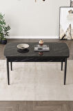 Calvin Siyah Mermer Desen 80x132 MDF Açılabilir Mutfak Masası Takımı 4 Sandalye, 1 Bench