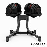 Ayarlanabilir Dambıl  Ve Stand Seti 2 x 24 Kg Ayarlanabilir  Mekanizmalı Dambıl + Dambıl Standı 