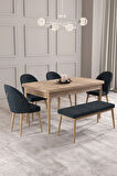 Calvin Atlantik 80x132 MDF Açılabilir Mutfak Masası Takımı 4  Sandalye