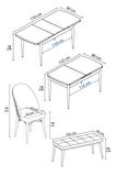 Calvin Atlantik 80x132 MDF Açılabilir Mutfak Masası Takımı 4  Sandalye