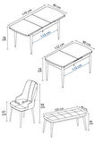 Jusie Barok Desen 80x132 Açılabilir Yemek Odası Takımı 4  Sandalye