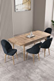 Milas Atlantik Çam 80x132 Açılabilir Mdf Masa Yemek Odası Takımı, Mutfak Takımı 4 Adet Sandalye