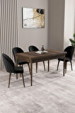Milas Barok Desen 80x132 MDF Açılabilir Mutfak Masası Takımı 4  Sandalye