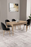 Milas Meşe Desen 80x132 MDF Açılabilir Mutfak Masası Takımı 4  Sandalye