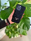 Kadın Zirkon Taş ve Kristal Taşlı Full Siyah Renk Yazılı Özel Seri İphone 14 Pro Max Telefon Kılıfı