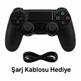 Yeni Nesil PS4 Kolu Kablosuz, Şarj Edilebilir, Ergonomik + Titremeli + Dayanıklı Oyun Dostu Siyah