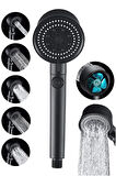 Moonshop Turbo Fan Pervaneli 5 Fonksiyonlu Siyah Duş Başlığı El Duşu