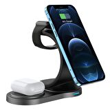 S-Link Swapp SW-CWF110 Telefon Kulaklık Akıllı Saat 15W 3 in 1 Magsafe Kablosuz Şarj Cihazı