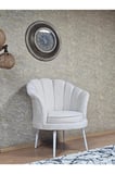 Tekli İstiridye Beyaz Boyalı Sivriltme Ayak Çay Seti Koltuk Tekli Berjer , Balkon, Salon, Ofis