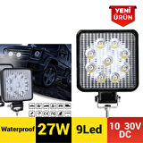 27W 9 Ledli Kare 10-30V Çalışma Lambası 301 0507