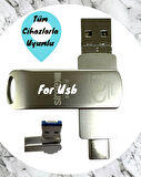 Samsung Uyumlu Type C Flash Bellek Uyumlu 64 Gb Otg Usb Type C Flash Bellek Disk Pc Uyumlu 