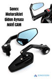 Motorsiklet Siyah Gidon Dikiz Aynası (Mavi Cam)