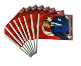 (10 Adet ) 20x30 cm 90 gr Raşel Kumaş Sopalı Atatürk Bayrağı