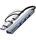 Desingshop 5 In 1 Adaptör 4 Port Type-C USB 3.0 Mac Book Pro USB 3.0 Adapter Type-C Çevirici USB Hub