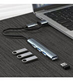 Desingshop 5 In 1 Adaptör 4 Port Type-C USB 3.0 Mac Book Pro USB 3.0 Adapter Type-C Çevirici USB Hub