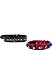 DESİNGSHOP Hakiki Deri Nazar Boncuklu Köpek Tasması 56x2,5cm Ve Hakiki Deri Köpek Tasması 4x67cm 2li Set