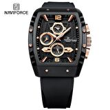 Naviforce Siyah Silikon Kayışlı Analog Kol Saati