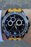 Naviforce Dijital Analog Sarı Kayışlı Alarm Aydınlatmalı Casual Erkek Kol Saati