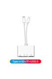 Desingshop 4 İn 1 Lightning Ve Type-C Çıkışlı Çoklu Kablolu SD TF Kart Okuyucu Usb Hub