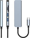 Desingshop USB C Hub 5'i 1 arada Tip C USB3.0+USB2.0 * 2+SD/TF Kart Bilgisayarlar için Çok Bağlantı Noktalı Hub Adaptör