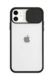 DESİNGSHOPIphone 11 6.1" Uyumlu Kamera Lens Korumalı Sürgülü Slayt Kılıf Siyah