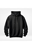 Stay Strong Never Give Up Baskılı Kapüşonlu Sweatshirt Hoodie Kalın Kumaş 3 İplik Şardonlu
