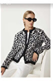 Kadın Yünlü Örme Leopar Hırka