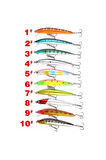 10 Adet 10cm 9gr Minnow Olta Yem Seti Rapala 1m Derinlik 10 Renk Karbon Çelik İğne