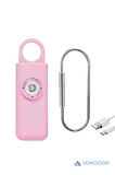 Kişisel Güvenlik Alarmı Ve Anahtarlık - 130db Yüksek Sesli,Işıklı,Şarj Edilebilir,Pembe