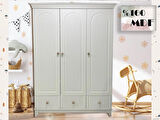 %100 MDF Soho Çizgili Desen 3 Kapılı Bebek & Çocuk Gardırop
