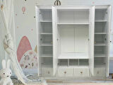 %100 MDF Soho Çizgili Desen 4 Kapılı Bebek & Çocuk Gardırop