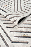 Ada Kilim Modern Salon Mutfak Koridor Kesme Yolluk Dokuma Makine Halısı zigzag antrasit