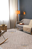 Ada Kilim Modern Salon Mutfak Koridor Kesme Yolluk Dokuma Makine Halısı zigzag antrasit