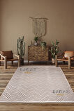 Ada Kilim Modern Salon Mutfak Koridor Kesme Yolluk Dokuma Makine Halısı zigzag antrasit