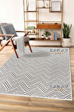 Ada Kilim Modern Salon Mutfak Koridor Kesme Yolluk Dokuma Makine Halısı zigzag antrasit