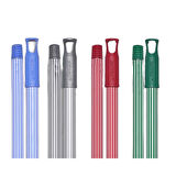 Kaplamalı Alüminyum Metal Vidalı Çizgili Renkli Fırça Faraş Süpürge Çeksil Sap Sapı - 120 Cm. - 10 Adet