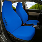 Mavi ön ve arka koltuk kılıfı seti düz penye kumaş oto servis kılıfı