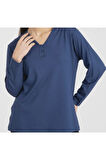 Likralı Turlu Viskon V Yaka Anne Penye Bluz