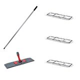 Tablet Palet Nemli Yedek Mop Takımı Seti - 3 Ad 60 Cm. Nemli Mop + Katlanır Aparat + Metal Sap