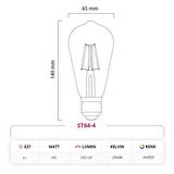 LED LAMP 4w Rustik St64 LED Ampul St64-4 10'lu Paket