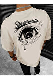 Unisex Stay Göz Sırt Baskılı Oversize T-shirt