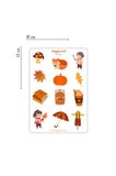 Sonbahar Temalı Turuncu/Kahverengi Renkli Sevimli Balkabağı Tilki Sticker Seti - 12 Parça - hc191
