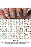 Renkli ve Desenli Tırnak Stickerları - Nail Art Sticker Çeşitleri - Su ile Yapışan Kolay Uygulama