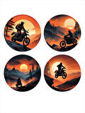 4 Adet 8x8 cm Motokros Sticker V2
