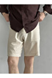 Erkek Old Money Pamuklu Keten Karışımlı Relax Fit Şort &Bermuda