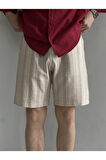 Erkek Old Money Pamuklu Keten Karışımlı Relax Fit Şort &Bermuda
