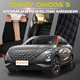 Chery Omoda 5 Siyah Renk Tay Tüyü Cepli & Terletmez Sırtlı Oto Koltuk Minder Seti - Koltuk Koruma Kılıfı (ÖN & ARKA TAM SET)