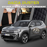 Dacia Duster Siyah Renk Tay Tüyü Cepli & Terletmez Sırtlı Oto Koltuk Minder Seti - Koltuk Koruma Kılıfı (ÖN & ARKA TAM SET)