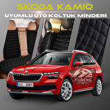 Skoda Kamiq Siyah Renk Tay Tüyü Cepli & Terletmez Sırtlı Oto Koltuk Minder Seti - Koltuk Koruma Kılıfı (ÖN & ARKA TAM SET)