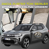 Dacia Duster  Bej Renk Tay Tüyü Cepli & Terletmez Sırtlı Oto Koltuk Minder Seti - Koltuk Koruma Kılıfı (ÖN & ARKA TAM SET)